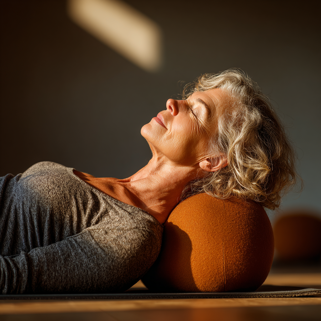 Група старших людей займається йогою в парку