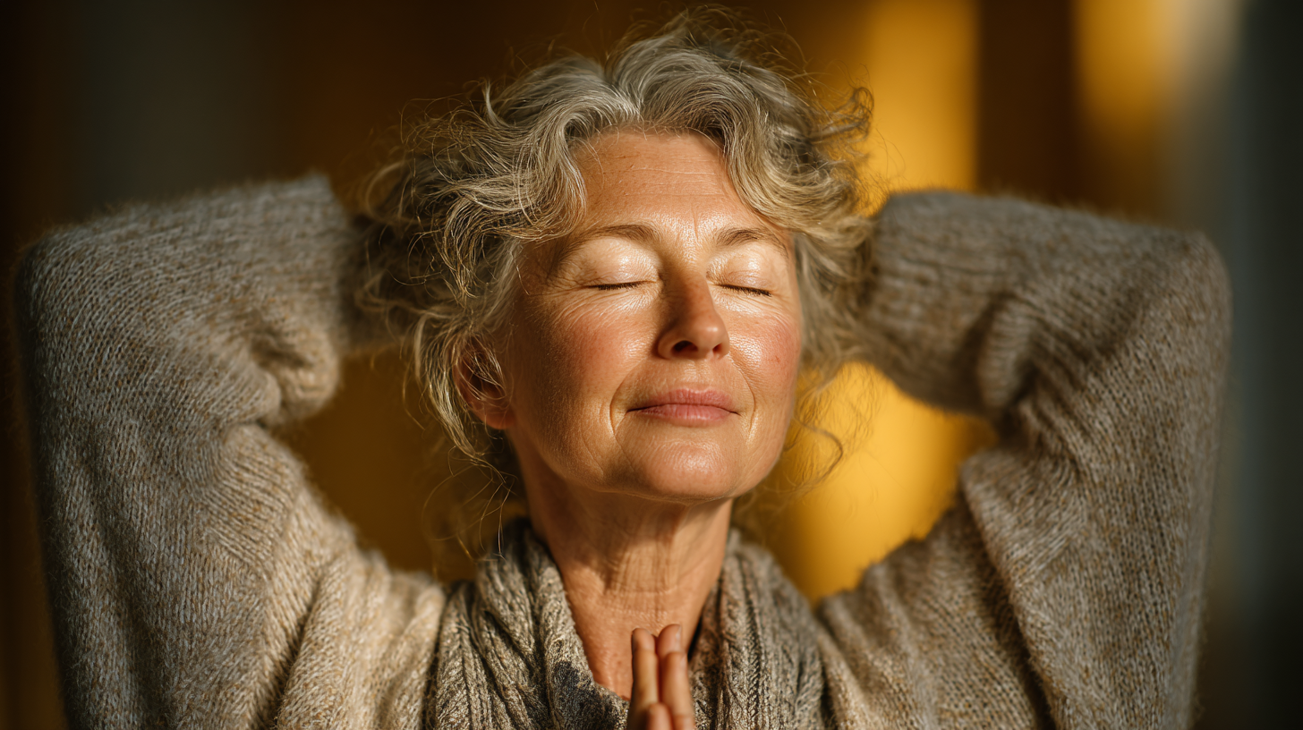 Досвідчений інструктор йоги працює з групою старших людей