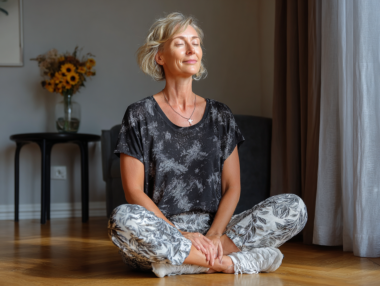 Щаслива група людей після заняття йогою